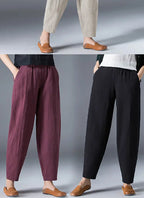 Pantalon à jambes larges en coton pour femme, ample, surdimensionné, couleur unie, sarouel, décontracté, taille élastique, longueur cheville, vêtements pour femmes, été