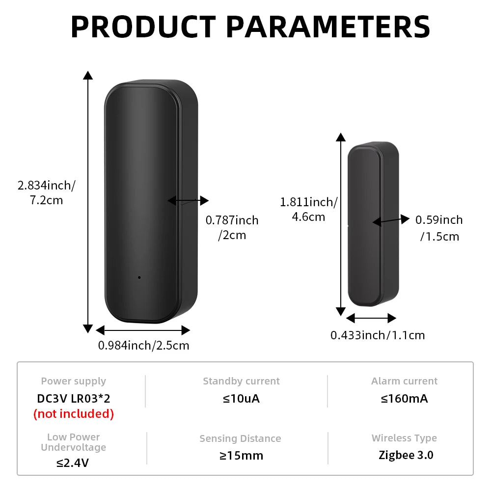 Capteur de porte et de fenêtre Tuya Zigbee, système d'alarme de sécurité pour maison intelligente, application, alarme à distance, commande vocale, noir/blanc