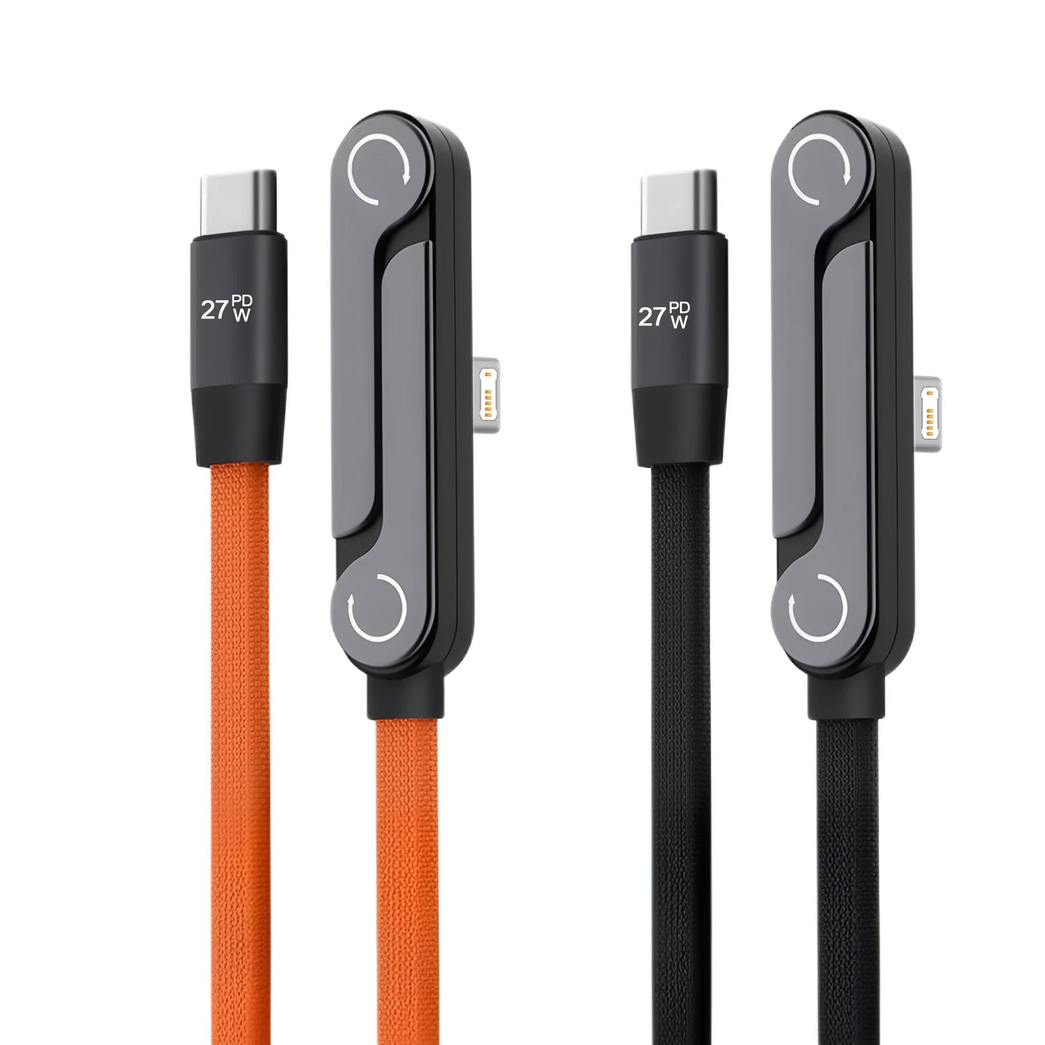 Câble USB Type C vers iOS 2-en-1 avec support de charge rapide pour iPhone 14, 13, 12, 11 et séries SE – Câbles USB-C coudés pour transfert de données
