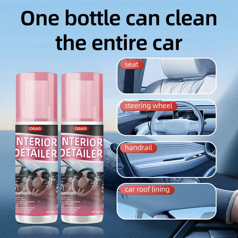 Nettoyant pour l'intérieur des voitures, Polish pour l'intérieur des véhicules, Nettoyant pour l'intérieur des voitures 100 ml, Spray de nettoyage intérieur, Nettoyant complet pour l'intérieur des voitures