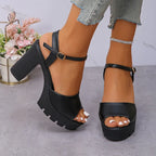 Sandales à talons optiques pour femmes, nouvelle mode d'été, tête ronde, bouche de poisson, plate-forme Parker ouverte, talons hauts non alds