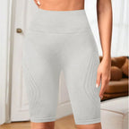 Short de Yoga taille haute sans couture pour femmes, tricoté, Slim, pour entraînement, course à pied, Leggings esthétiques linéaires, extensible, levage des hanches