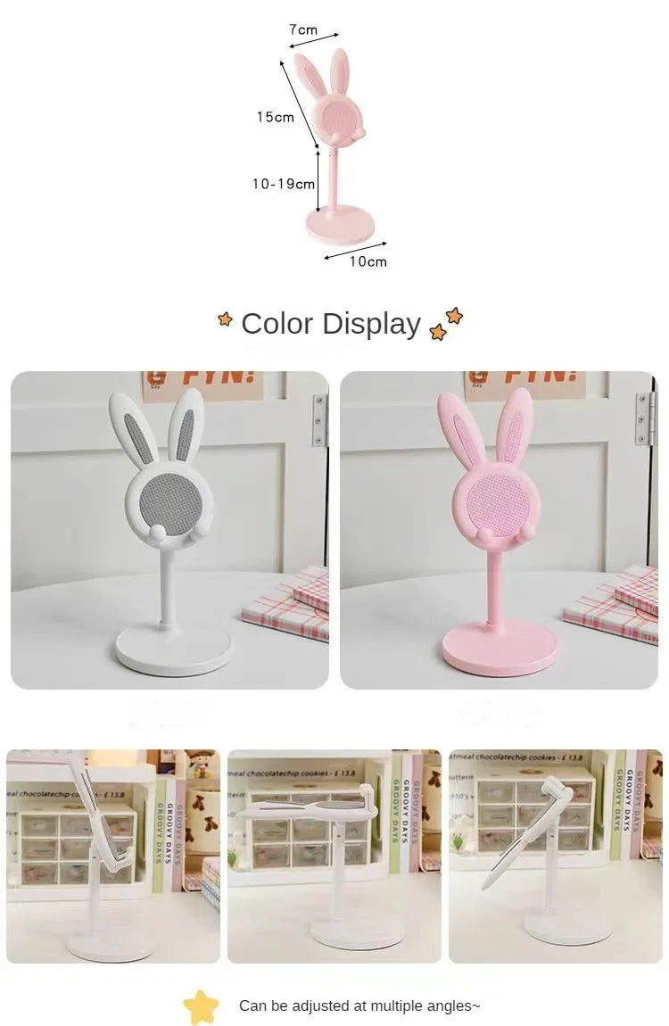 Support de téléphone portable de bureau en forme de lapin de dessin animé mignon, support de téléphone réglable pour iPhone, iPad, Samsung, smartphone, support de table