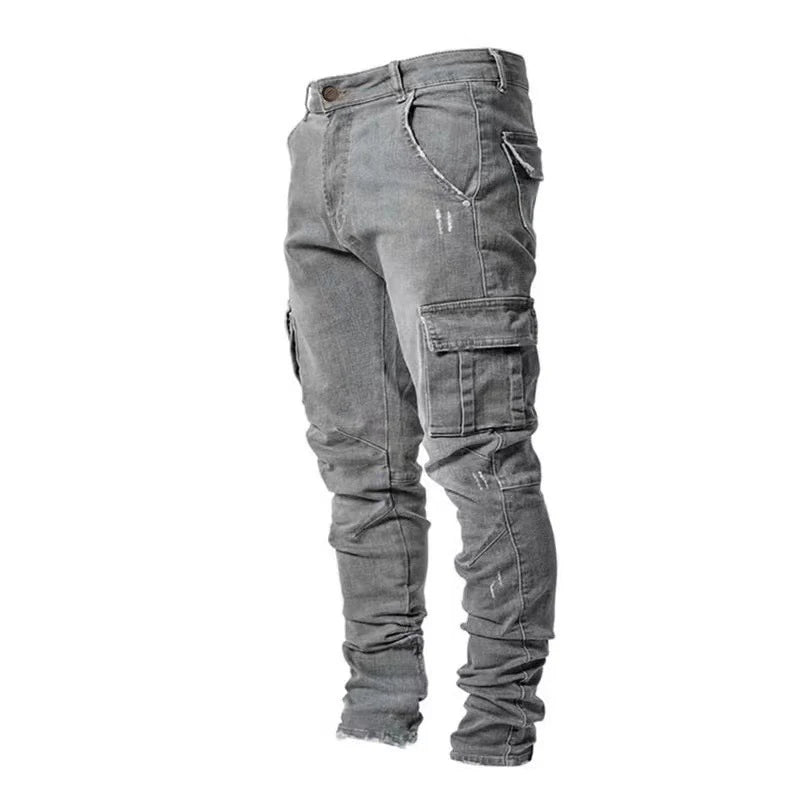 Jean Cargo Slim Fit pour Homme, Pantalon en Denim, Multi-poches, artificiel astique, Jogging, Hip Hop, Grande Taille, High Street, Mode, Nouveau