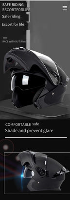 Casque rabattable casque de moto pour hommes Double lentille croisière moto de fond casque complet couvert crème solaire quatre saisons