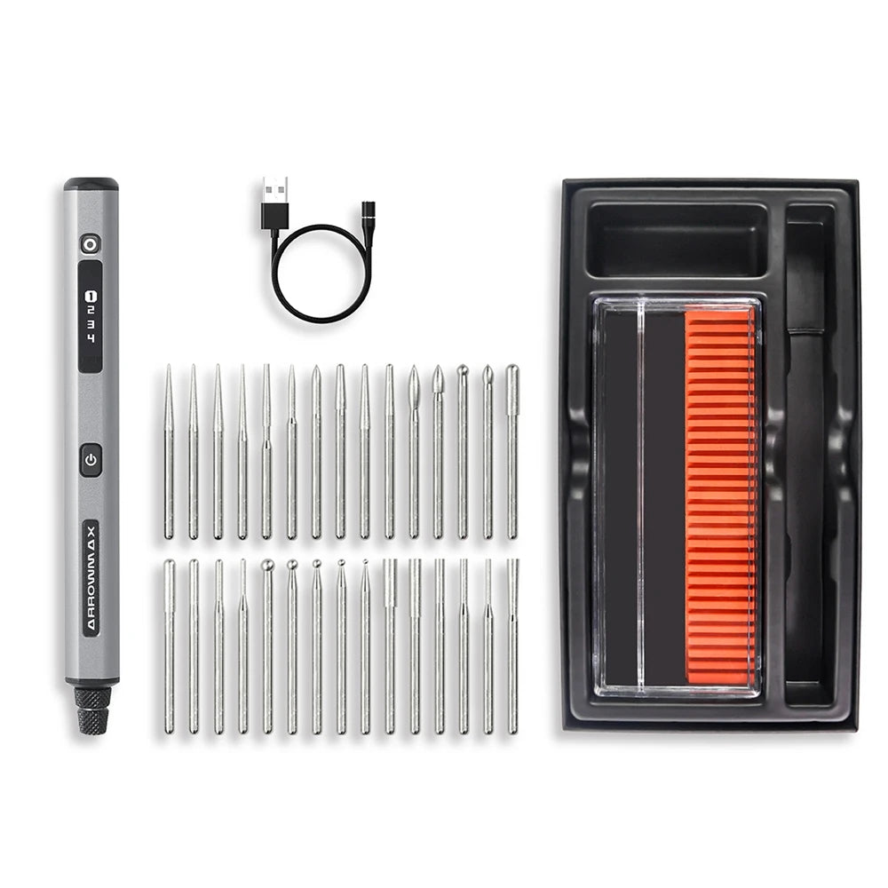 ARROWMAX stylo de gravure électrique sans fil Kit d'outils rotatifs Mini meuleuse avec 30 Bits pour métal bois plastique sculpture sur verre nouveau