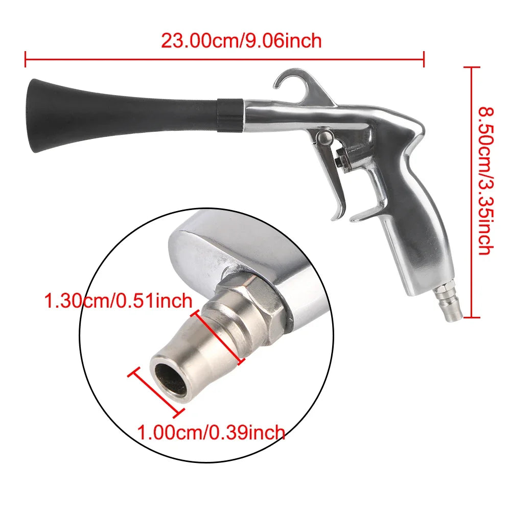 Pistolet de nettoyage de voiture, pistolet à air comprimé haute pression avec 2 buses, outils de nettoyage professionnel pour l'intérieur de la voiture, lavage à sec