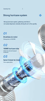 7200mAh ventilateurs rechargeables ventilateur de bureau Portable bureau à domicile dortoir USB petit ventilateur électrique circulateurs d'air ventilateur de Table à vent élevé