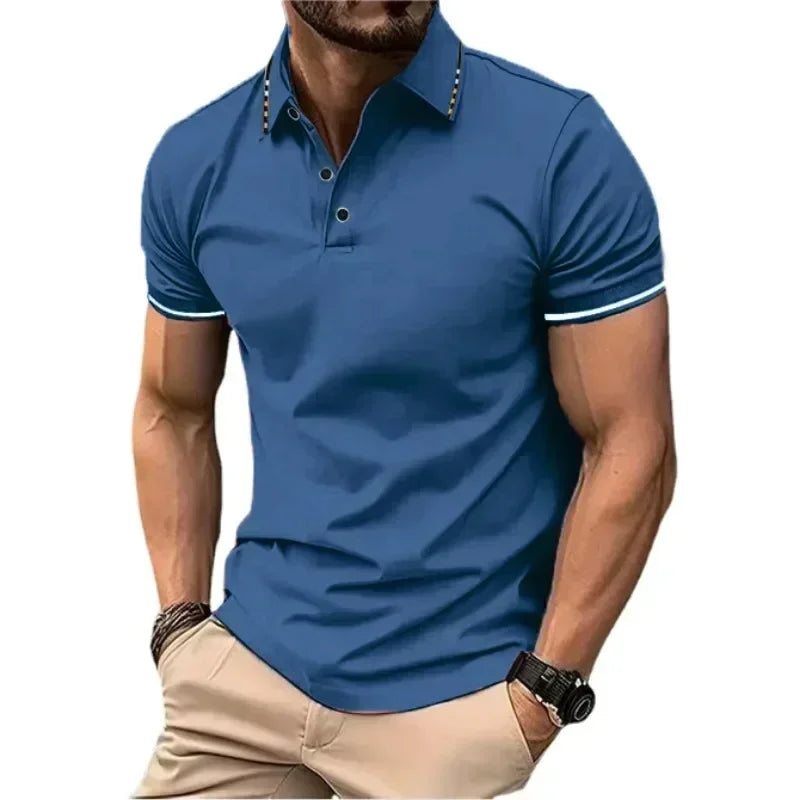 Polo à manches courtes pour hommes, t-shirt d'été à revers, respirant, basique, boutonné, haut de sport, léger, ample, nouvelle collection