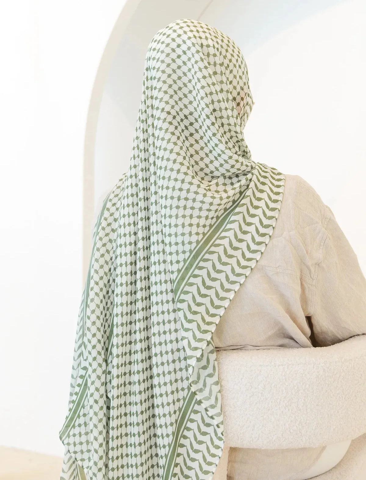 Châle Musulman en Mousseline de Soie Imprimé, Hijab Arabe du Moyen-Orient, Keffiyeh, Palestine, 180x70cm