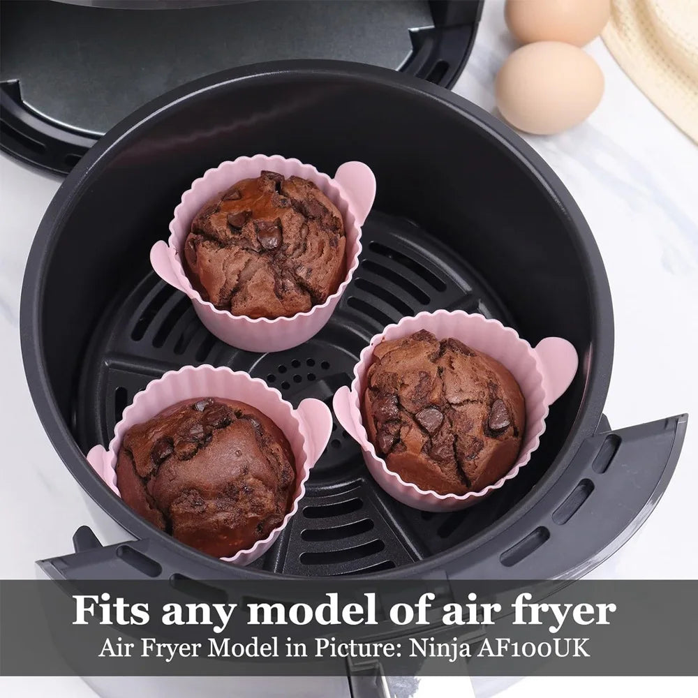 Friteuse à Air lavable au lave-vaisselle, tasses à œufs en Silicone, moule de cuiseur d'œufs en Silicone, tasses de cuisson d'œufs et de gâteaux réutilisables, doublures à muffins Ramekins sûres