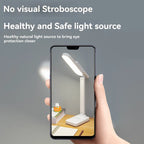 Lampe de bureau pliable rechargeable pour la protection des yeux pour l'étude, lampe de lecture spéciale pour dortoir, lampe de bureau à domicile à gradation à double usage rechargeable par USB et enfichable