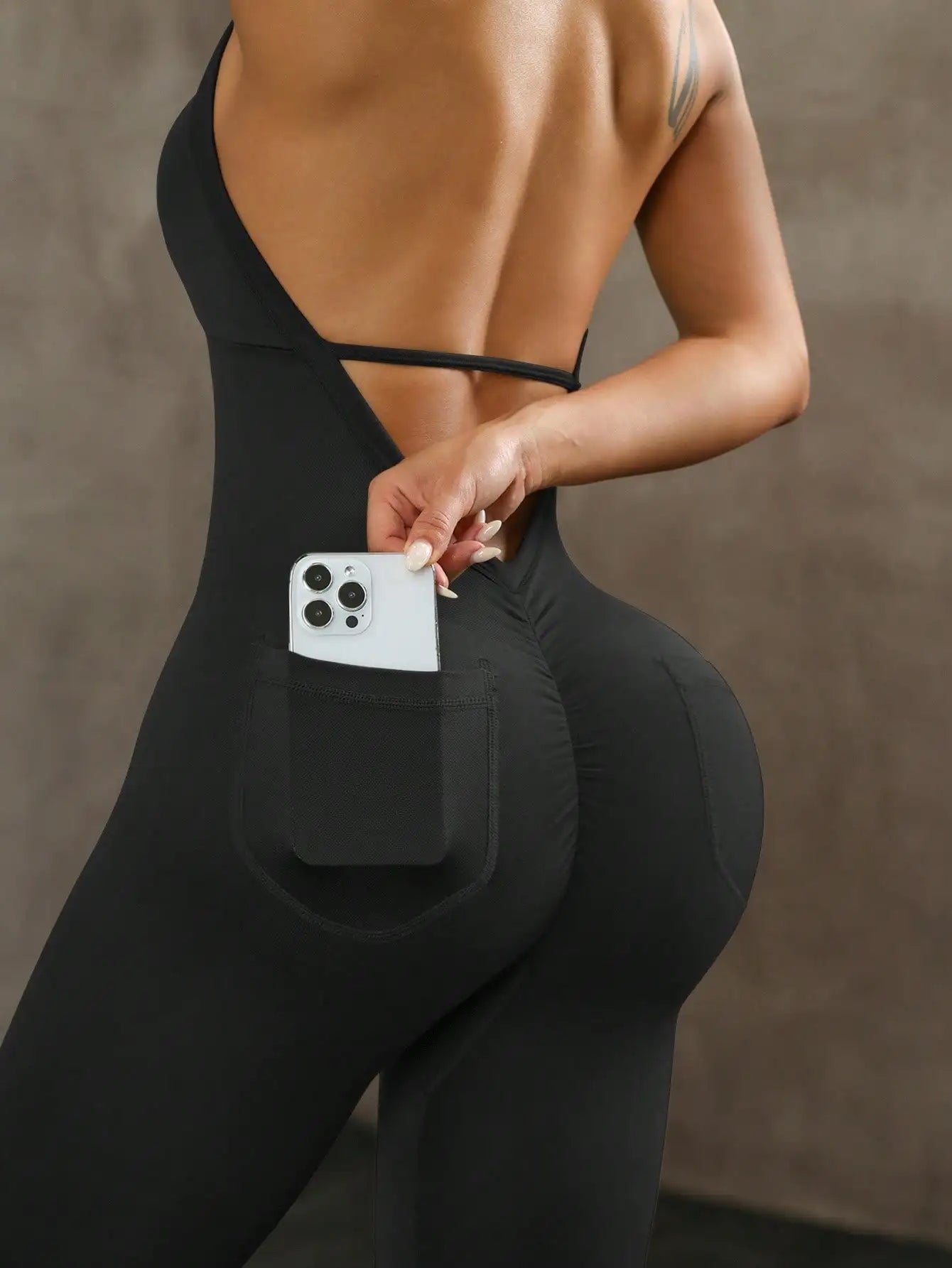 Leggings de Compression de Yoga dos nu sans manches, couleur unie, haute élasticité, sport aérien