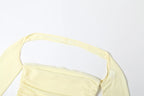 Kliou – Mini robe en maille Simple pour femmes, mode, couleur unie, sans bretelles, rubans, pompon, façonnant le corps, gants à manches longues
