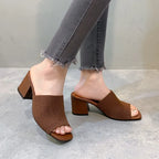 Sandales de Luxe Décontractées et Souples à Talons Hauts pour Femme, Mules Noires, Pantoufles d'Été, Chaussures d'Extérieur, Parka Ouverte, Taille 42
