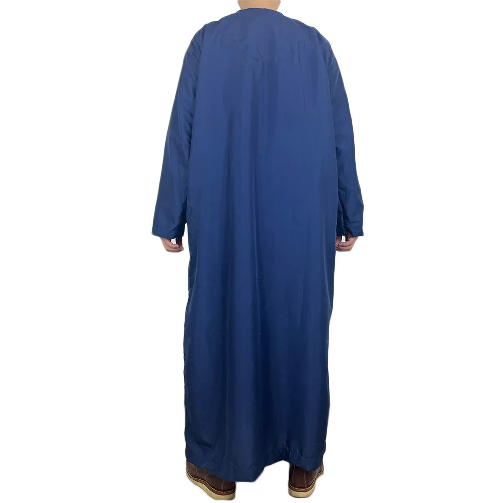 Nouveaux hommes musulmans à manches longues Robe pull Abaya Daffah Jubba Thobe Pakistan saoudien arabe caftan Islam vêtements Robe de prière Afghan
