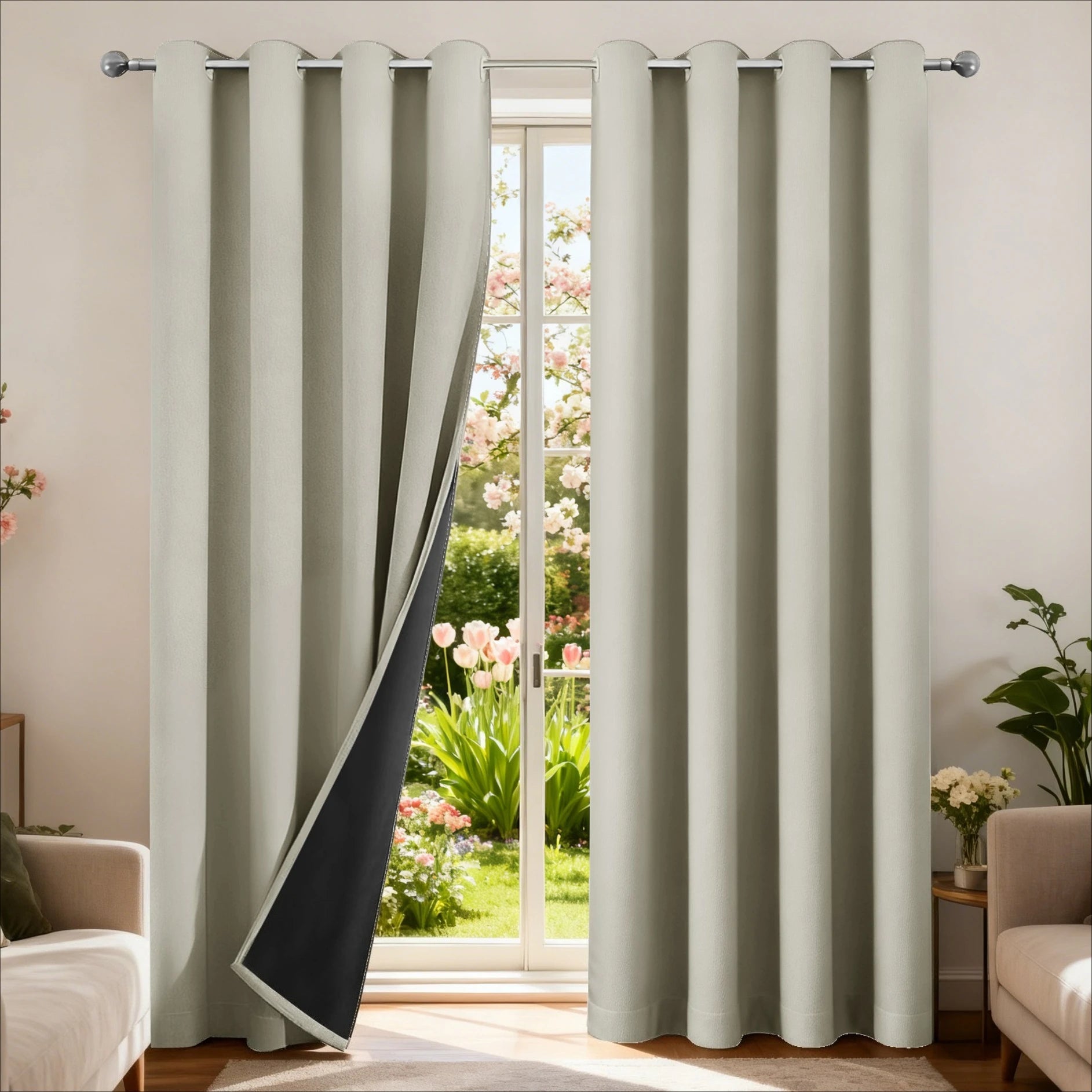 Rideau occultant pour salon, en Polyester, avec œillet de pongé, isolation thermique, bloquant la lumière, pour porte française de Patio