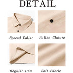 2026 Men's Linen Button Down Shirt 100% Cotton Short Sleeve Casual Lightweight Summer Beach Wedding Tops Size 6XL
