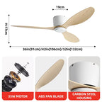 FUMANJIA Ventilateur de plafond CC ultra fin avec télécommande – Silencieux à 6 vitesses, 3 pales ABS, idéal pour les plafonds bas et les espaces minimisés (sans lumière)