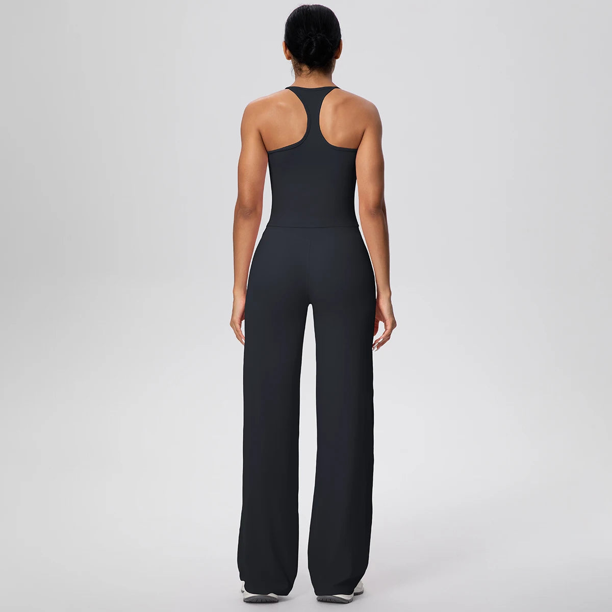 Ensemble de sport et Yoga pour femmes, 2 pièces, couleur unie, Slim, décontracté, gilet en forme de I avec coussinet de poitrine, séchage rapide, taille haute, pleine longueur