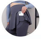 Leggings de Yoga faux deux articles, grande taille, 200lb, avec poches, jupe taille haute en peau de requin, pantalon d'entraînement, collants Slim