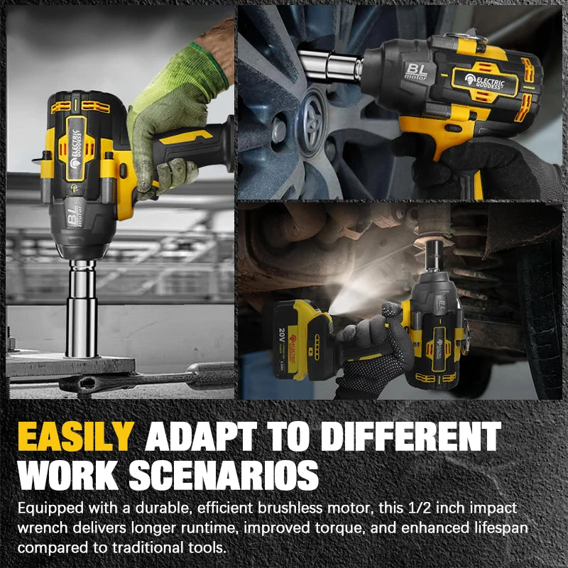 Clé électrique sans balais à couple élevé 1000N · M, clé à chocs de 1/2 pouces, grande Machine-outil de Service pour broche de batterie Dewalt 20V