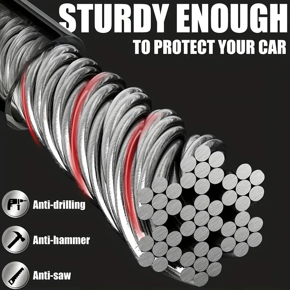 Verrouillage du volant de voiture, câble en acier antivol, dispositif de sécurité universel adapté aux véhicules, prévention du vol, corde de sécurité Durable