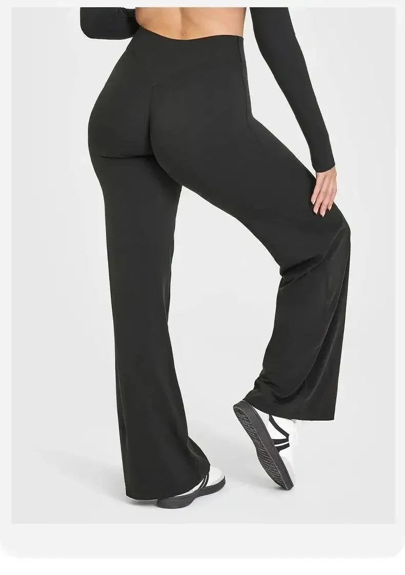 2026 décontracté Fiess jambe droite pour les femmes doux respirant sans gêner Leggings cravates Yoga pantalons de sport à jambes larges