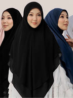 1pc prêt à porter Hijabs instantanés Double couche en mousseline de soie solide Foulard Femme Musulman châle enveloppement Bandana