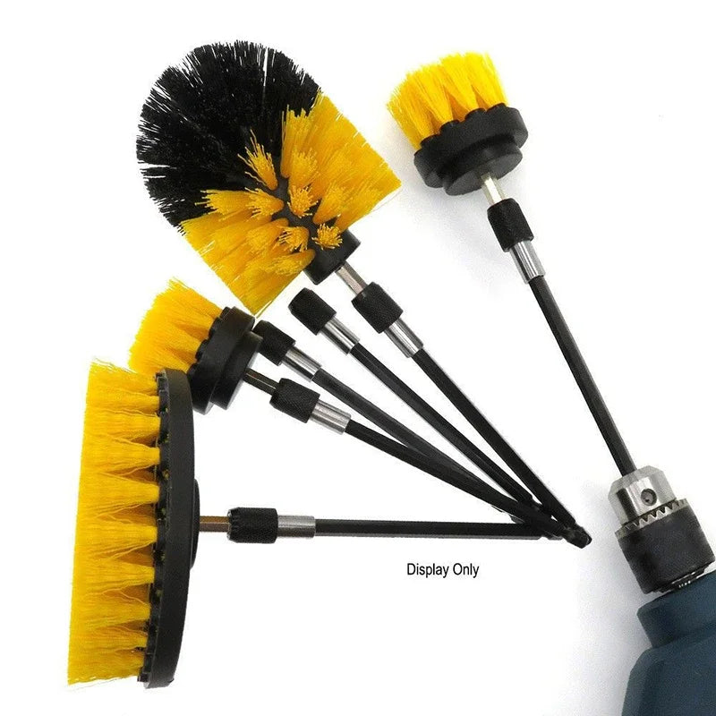 Kit de brosse à récurer électrique, perceuse, perceuses électriques, brosse à récurer et tige pour tapis, verre, pneus de voiture, brosses en Nylon 2/3.5/4''