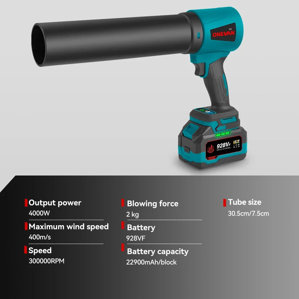 ONEVAN 400 M/s souffleurs Turbo électriques sans brosse 300000 tr/min souffleur de feuilles portatif outil de soufflage de poussière pour batterie Makita 18 V