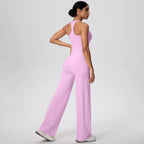 2 pièces/ensemble sport Fitness vêtements Yoga ensemble femme dos nu absorbant les chocs course en forme de I gilet mince jambe large pantalon Yoga ensemble