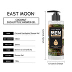 Gel douche nettoyant en profondeur pour hommes, Eucalyptus, noix de coco, parfum rafraîchissant, parfum longue durée, contrôle de l'huile, 100ml