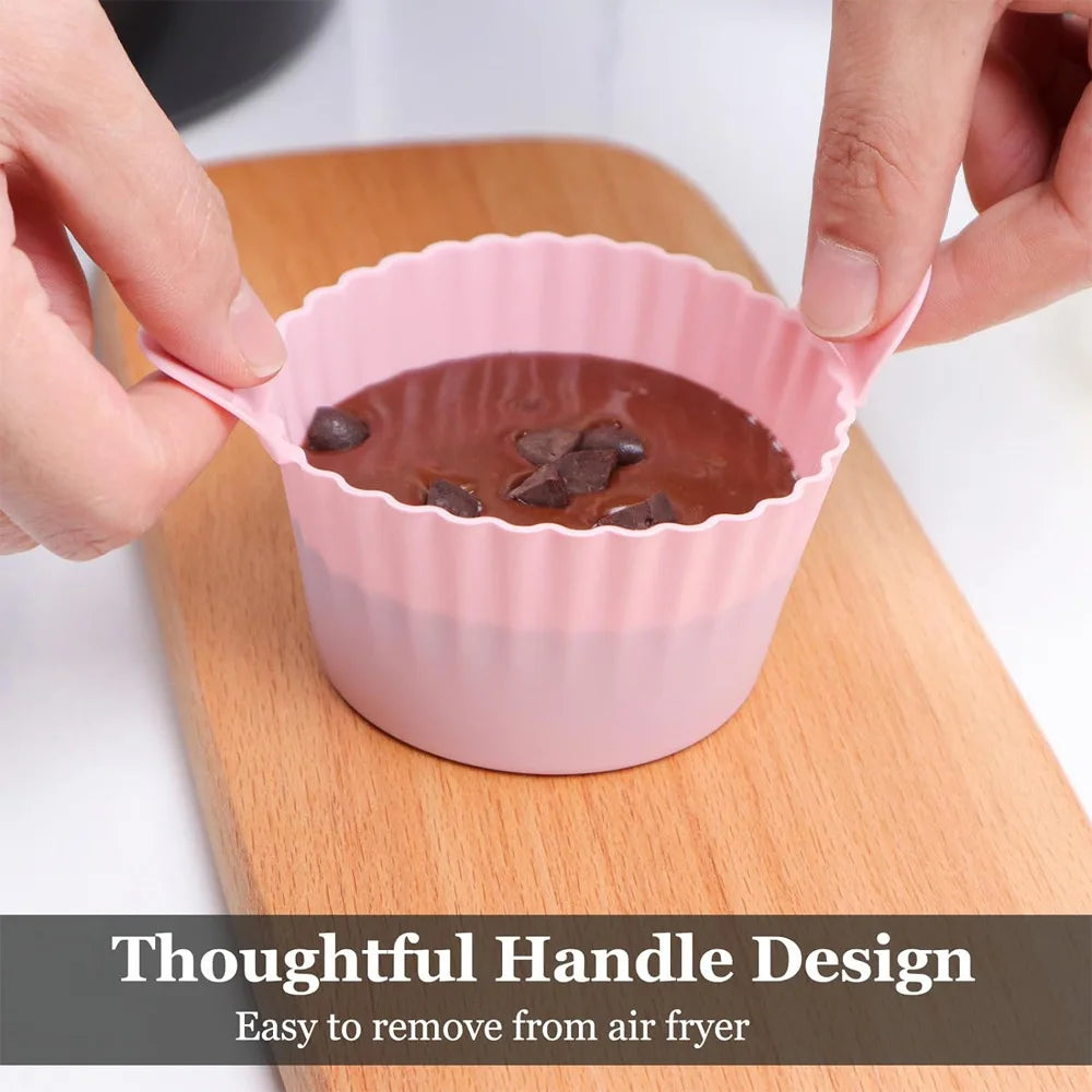Friteuse à Air lavable au lave-vaisselle, tasses à œufs en Silicone, moule de cuiseur d'œufs en Silicone, tasses de cuisson d'œufs et de gâteaux réutilisables, doublures à muffins Ramekins sûres