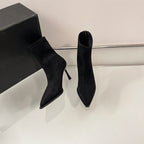 Bottines à talons hauts et bout pointu pour femme, chaussures de soirée de danse élégantes, à la mode, courtes et fines, extensibles, automne et hiver