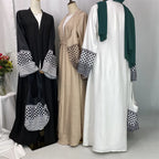 Dubaï élégant caftan Robe modeste Abayas musulman ouvert Abaya et sac femmes Islam Caftan Marocain Robe Arabe Femme Musulmane