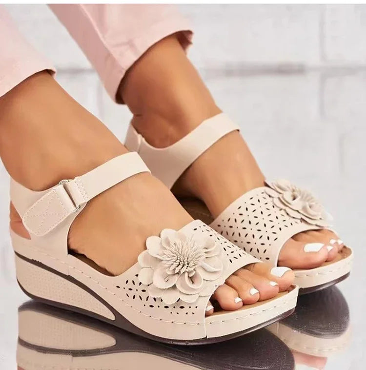 Femmes d'été sandales antidérapant chaussures légères pour femmes fleurs respirant classiques chaussures compensées femmes sandales femme 2026