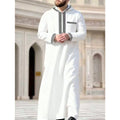 Robe longue élégante rétro brodée du Moyen-Orient pour hommes musulmans, vêtement ethnique islamique à capuche, tenue décontractée au design simple et élégant