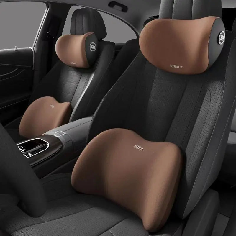 Coussin de siège de voiture ergonomique en mousse à mémoire de forme, adapté à toutes les saisons, appui-tête de voiture confortable, coussin lombaire ou appui-tête ou ensemble