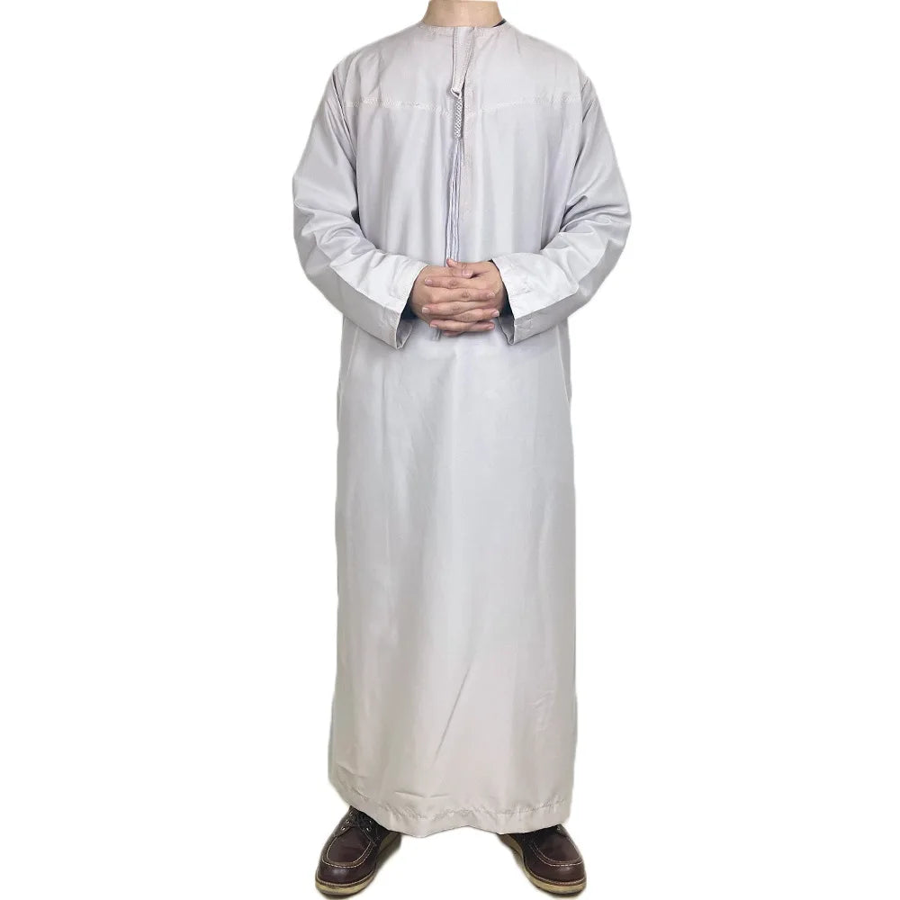 Nouveaux hommes musulmans à manches longues Robe pull Abaya Daffah Jubba Thobe Pakistan saoudien arabe caftan Islam vêtements Robe de prière Afghan