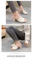 Sandales de Luxe Décontractées et Souples à Talons Hauts pour Femme, Mules Noires, Pantoufles d'Été, Chaussures d'Extérieur, Parka Ouverte, Taille 42