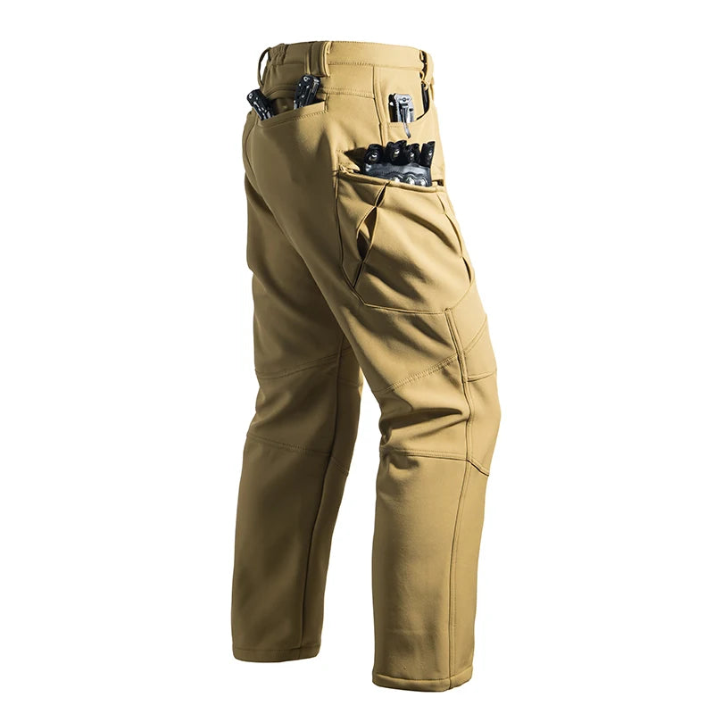Pantalon cargo imperméable pour homme, doublé en polaire Sharkskin, idéal pour l'escalade, le ski, la randonnée, la pêche, avec de grandes poches