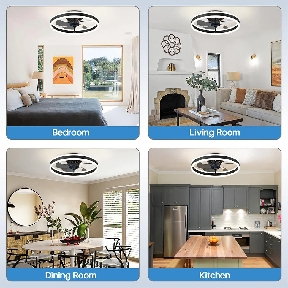 Ventilateur de plafond LED silencieux avec télécommande, ventilateur de plafond moderne, éclairage à intensité variable, chambre à coucher, bureau, salle à manger