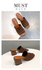 Sandales de Luxe Décontractées et Souples à Talons Hauts pour Femme, Mules Noires, Pantoufles d'Été, Chaussures d'Extérieur, Parka Ouverte, Taille 42