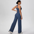 Ensemble de sport et Yoga pour femmes, 2 pièces, couleur unie, Slim, décontracté, gilet en forme de I avec coussinet de poitrine, séchage rapide, taille haute, pleine longueur