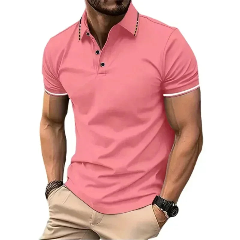 Polo à manches courtes pour hommes, t-shirt d'été à revers, respirant, basique, boutonné, haut de sport, léger, ample, nouvelle collection