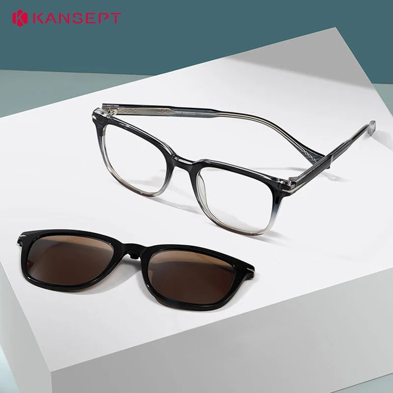 KANSEPT carré hommes lunettes de soleil femmes Lunettes de lecture magnétique Clip-on Lunettes femmes monture de Lunettes Lunettes myopie lentilles