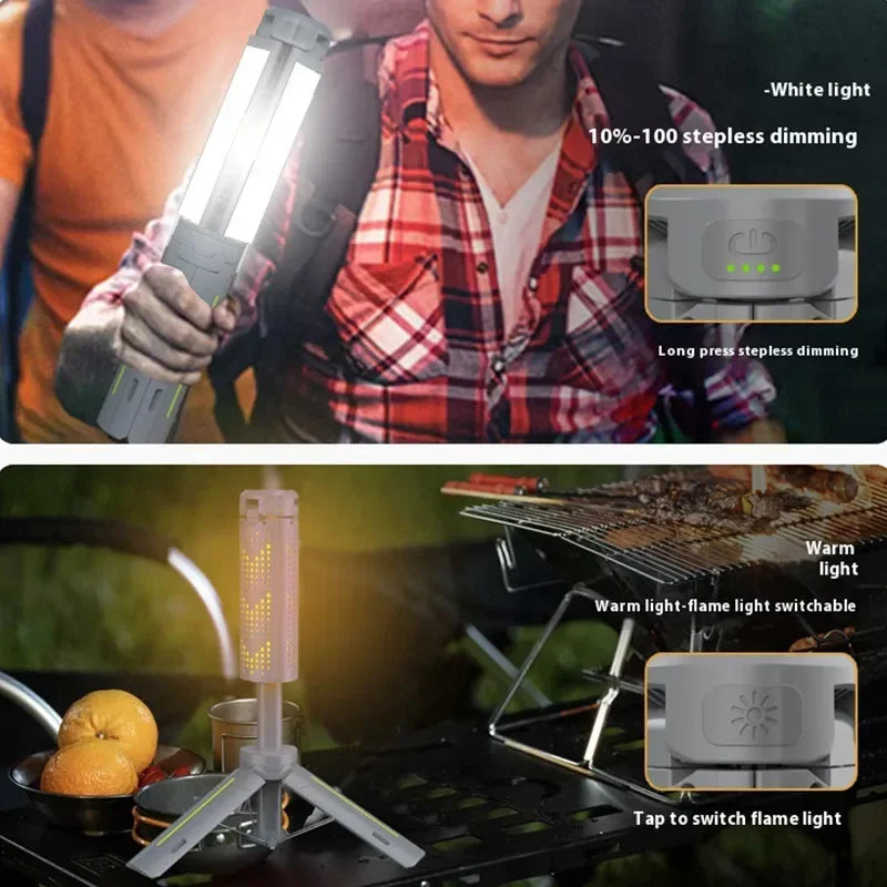 Lanterne de Camping télescopique 8000mAh, lampes de poche étanches rechargeables, lampe de Camping à intensité variable, lumière d'urgence pour Camping et randonnée