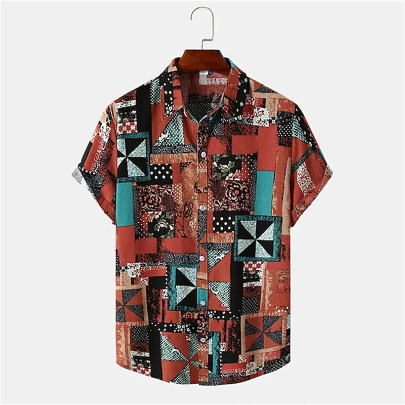 Chemise Vintage à manches courtes pour hommes, haut décontracté, mode hawaïenne, vêtements d'été, ample, respirant, simple boutonnage, 2026