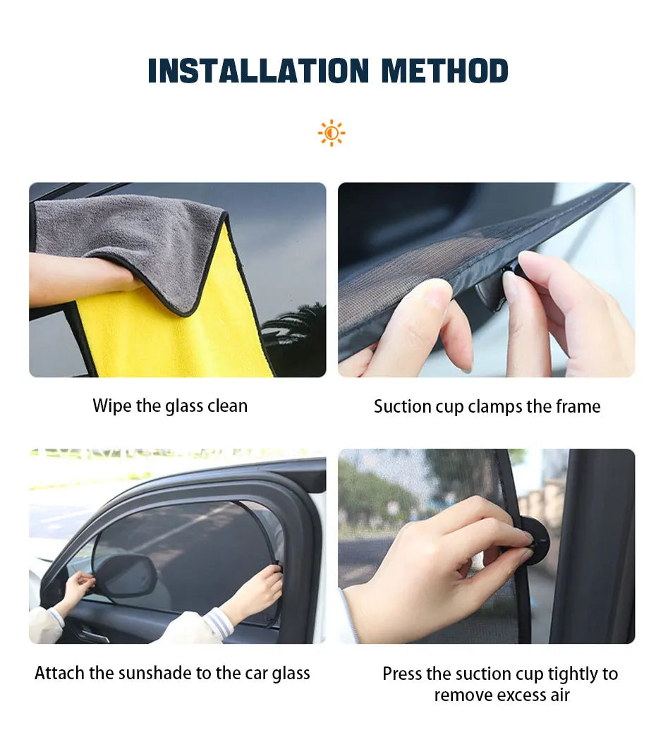 SEAMETAL pare-soleil de voiture rideau de fenêtre latérale avant fenêtre arrière pare-soleil été UV blocage ventouse rideaux de Protection solaire de voiture